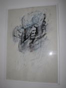 Joachim Czichon, Mischtechnik auf Papier, unter Glas gerahmt, ca. 70 cm x 100 cm