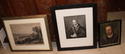3 Bilder, 2 x Melanchthon, 1 x Marburg, gerahmt, teilweise unter Glas