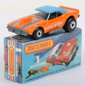 Matchbox Lesney Superfast Boxed Model MB-1 Dodge Challenger with ORANGE body & REVIN REBEL prints