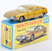 Matchbox Lesney Superfast MB-56 BMC 100 Pininfarina with Gold body and F Box