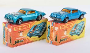 Two Matchbox Lesney Superfast Pontiac Firebird Boxed Models