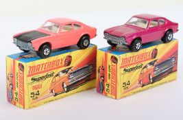 Two Matchbox Lesney Superfast MB-54 Capri Boxed Models
