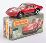 Matchbox Lesney Superfast MB-62 Chevrolet Corvette with scarce BLACK interior