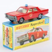Matchbox Lesney Superfast MB-59 Ford Galaxie Fire Chief Car with Red body