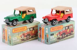 Two Matchbox Lesney Superfast MB-53 CJ-6 Jeep Boxed Models
