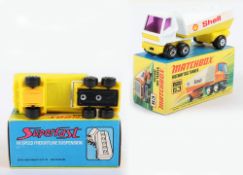 Matchbox Lesney Superfast MB-63 Freeway Gas Tanker, variation with rarer YELLOW plastic Trailer base