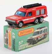 Matchbox Lesney Superfast MB-57 Carmichael Rescue Vehicle with RED body & FIRE prints