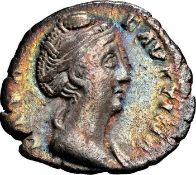 NGC Ch F - Faustina Sr.,AD 138-140/1 ROMAN EMPIRE AR Denarius