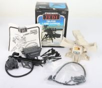Two Vintage Star Wars mini rigs, One Return of the Jedi Boxed Tri-Pod Laser Cannon Kenner, One loose