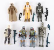 Seven loose Vintage Star Wars Kenner action figures, play wear, 
