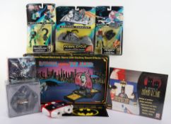 Batman action figures boxed, Electronic Game, Car sticker, Bust, sealed box of stickers and toys, 