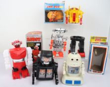 Five Vintage Robot toys action figures,