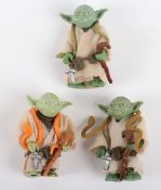 Vintage Star Wars Three loose Variant Yoda action figures Kenner, 