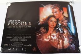 Two Original Star Wars Double Sided UK Quad Film Posters, Episode I Phantom Menace and Episode II At