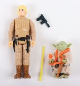 Vintage Star Wars Two loose action figures Kenner Yoda with Orange Snake and Luke Bespin, 