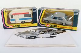 Corgi 285 Mercedes-Benz 240D Saloon Car with a scarce  Mettoy Newsletter with black white publicity 