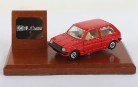 Corgi British Leyland  Mini Metro Mounted on Wooden Plinth, with Brass plaque BL Cars
