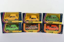 Six Boxed Corgi Volkswagen Polos including  Export 2895 Swiss PTT