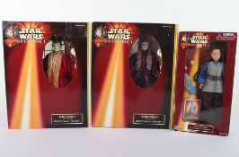 58 : Three Star Wars Episode 1 12 inch Action Figures Dolls Queen Amidala Collection boxed 1999-2000