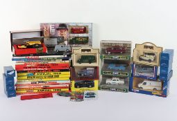 A collection of Annuals Books and Die Cast Cars Vehicles boxed and loose.