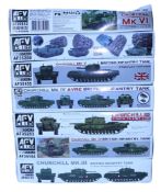 Seven ARV Club 1:35 scale plastic model Tanks kits,