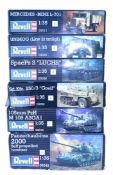 Six Revell 1:35 scale plastic model Army tanks and vehilces kits,