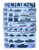 Collection of fourteen ARV Club 1:35 scale plastic model Tanks, Army vehicles and guns kits,