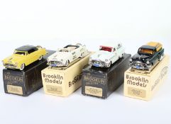 Four Brooklin Models 1/43 scale model,  box tear long tear to one end flap tab, (4 items).