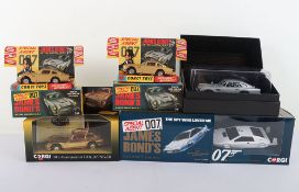 Collection of five James Bond 007 New in box Die Cast Cars,