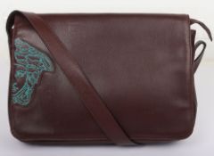 Vintage Brown Leather Versace Satchel Bag