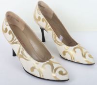 CHARLES JOURDAN heels white and gold