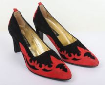 ESCADA black and red velvet heels 