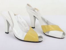 Charles Jourdan slingback white a lime green heels