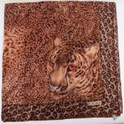 Esacada leopard print motif silk scarf