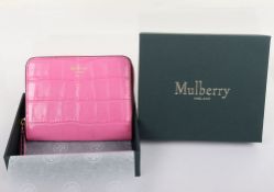 Mulberry Amberley Raspberry Pink Small Zip Around Purse 