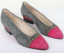 Escada Grey and Magenta Mini Heels - UK size 6/EU 39
