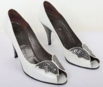 Charles Jourdan butterfly white heels