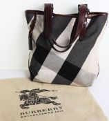 Burberry Check Shoulder Bag with Brown Leather Buckled Handles