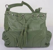 Darlington Large Green Shoulder Bag with Tassle 