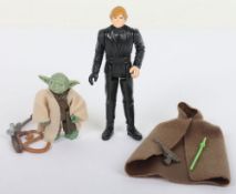 Two Vintage Star Wars Luke Skywalker Jedi  and Yoda action figures, Kenner.