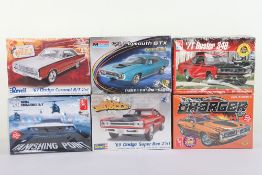 Six Model Car kits 1:25 1:24 Scale AMT Ertl, MPC Ertl, Revell,  all new in box.