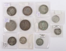 A group of Victoria coins including 1887 & 1888 Double Florin, 1875, 1890, 1894 & 1889 Halfcrowns