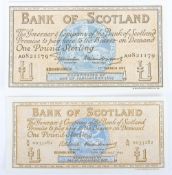 Bank of Scotland, 1 Pound (2), 1955 and 1964
