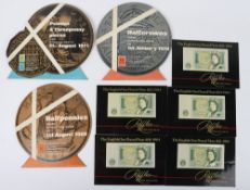 Three British Bankers Association promotional coin display cards