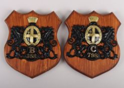 Shields with City of London Police Helmet Plates