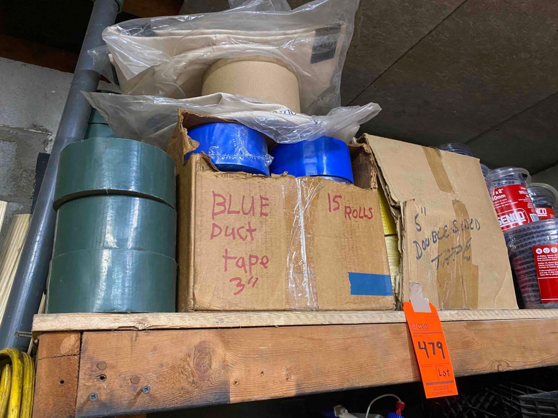 Lot of assorted tape, including (108) rolls of duct tape, and (5) 5in rolls of double sided tape - Image 3 of 3