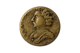 ANNE (1707 - 1714), BRASS HALF GUINEA COIN WEIGHT.