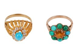 TWO TURQUOISE RINGS