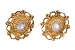 A PAIR OF MOONSTONE EARRINGS