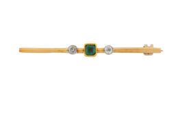 AN GEM-SET DIAMOND BAR BROOCH